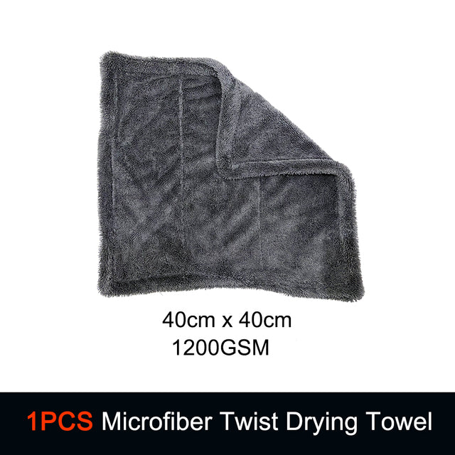 1200GSM Microfiber Twist Car Wash Towel Professional Super Soft Cleaning Drying Cloth Towels For Car Detailing