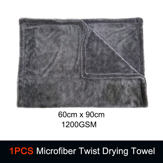 1200GSM Microfiber Twist Car Wash Towel Professional Super Soft Cleaning Drying Cloth Towels For Car Detailing