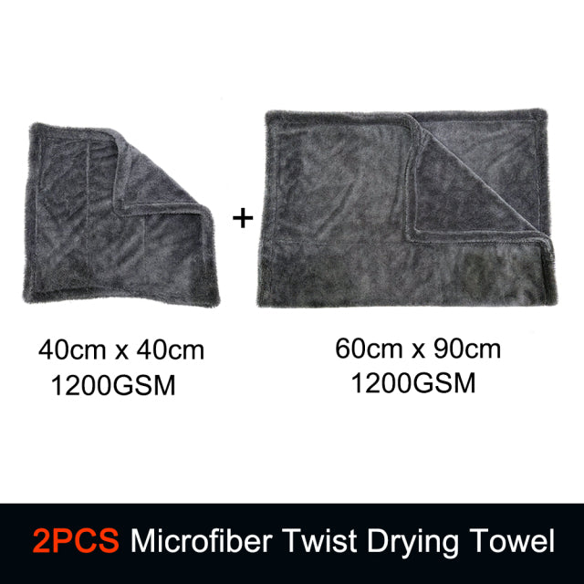 1200GSM Microfiber Twist Car Wash Towel Professional Super Soft Cleaning Drying Cloth Towels For Car Detailing