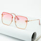 2022 New Fashion Lady Oversize Rimless Square Bee Sunglasses Women Men Small Bee Glasses Gradient Sun Glasses Female UV400
