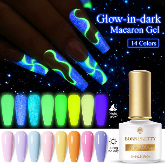 BORN PRETTY Glow-In-Dark Macaron Gel Nail Polish Summer Ice Cream Colors Luminous Nail Gel Soak Off UV LED Gel All for Manicure