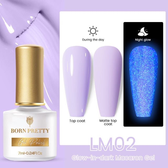 BORN PRETTY Glow-In-Dark Macaron Gel Nail Polish Summer Ice Cream Colors Luminous Nail Gel Soak Off UV LED Gel All for Manicure