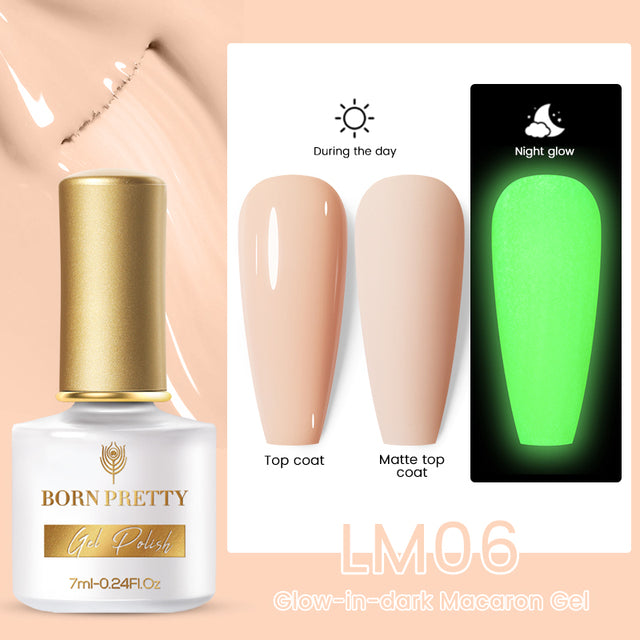 BORN PRETTY Glow-In-Dark Macaron Gel Nail Polish Summer Ice Cream Colors Luminous Nail Gel Soak Off UV LED Gel All for Manicure