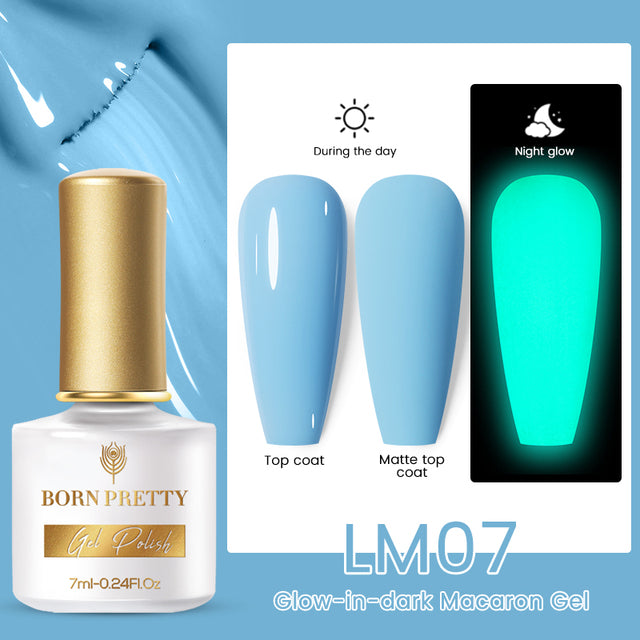 BORN PRETTY Glow-In-Dark Macaron Gel Nail Polish Summer Ice Cream Colors Luminous Nail Gel Soak Off UV LED Gel All for Manicure