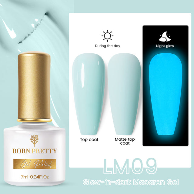 BORN PRETTY Glow-In-Dark Macaron Gel Nail Polish Summer Ice Cream Colors Luminous Nail Gel Soak Off UV LED Gel All for Manicure