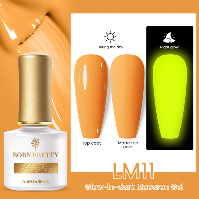 BORN PRETTY Glow-In-Dark Macaron Gel Nail Polish Summer Ice Cream Colors Luminous Nail Gel Soak Off UV LED Gel All for Manicure