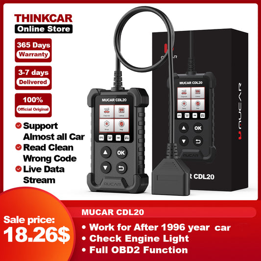 Mucar CDL20 Obd2 Scanner Diagnostic Tool Check Engine System Auto Scanner Read and Clean Code Lifetime Free Code Reader