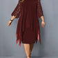 Plus Size Dresses 4XL 5XL 6XL Lace Mesh Sexy Elegant Midi Party Dress Red Black Green Purple Loose Hellow Women&#39;s Clothing 2021