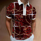 2021 New Men Polo Shirts Summer High Quality Casual Daily Short Sleeve Striped Mens Shirts Turn-Down Collar Zippers TEES Men