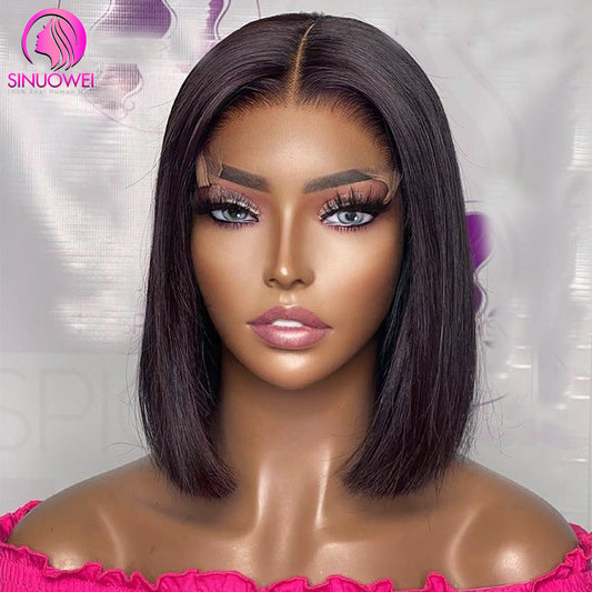 Sinuowei T Part Bob Lace Front Human Hair Wigs For Women 8-16Inch Brazilian Straight Short Bob 4X1 13X1 Lace Human Hair Wigs