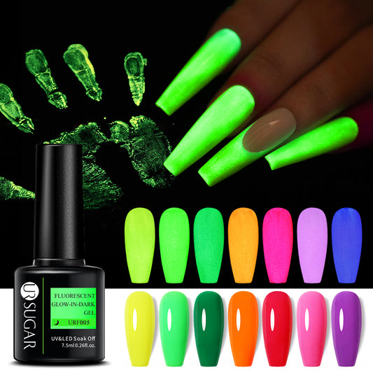 UR SUGAR 7.5ml Fluorescent Neon Glow-in-dark Gel Nail Polish Semi Perma Luminous UV Led Gel Varnish Manicure For Nails DIY