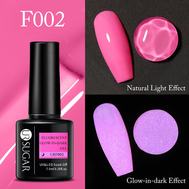 UR SUGAR 7.5ml Fluorescent Neon Glow-in-dark Gel Nail Polish Semi Perma Luminous UV Led Gel Varnish Manicure For Nails DIY