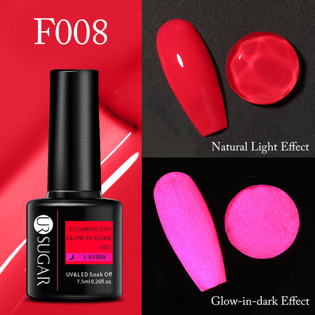 UR SUGAR 7.5ml Fluorescent Neon Glow-in-dark Gel Nail Polish Semi Perma Luminous UV Led Gel Varnish Manicure For Nails DIY