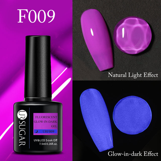 UR SUGAR 7.5ml Fluorescent Neon Glow-in-dark Gel Nail Polish Semi Perma Luminous UV Led Gel Varnish Manicure For Nails DIY