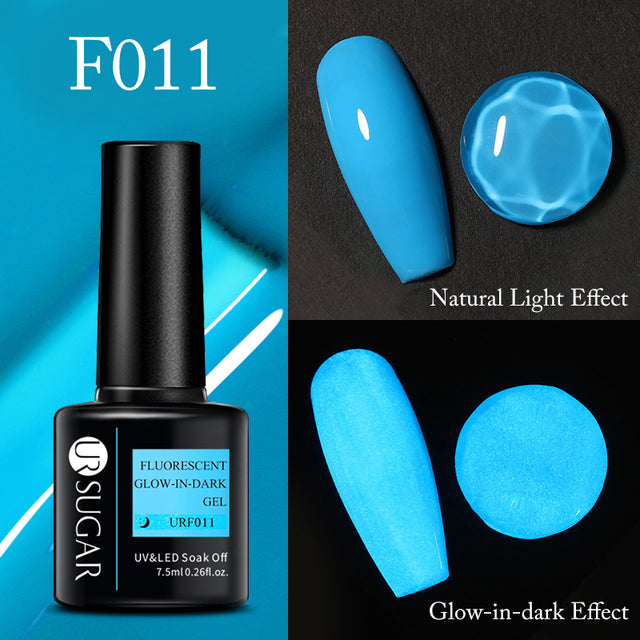 UR SUGAR 7.5ml Fluorescent Neon Glow-in-dark Gel Nail Polish Semi Perma Luminous UV Led Gel Varnish Manicure For Nails DIY