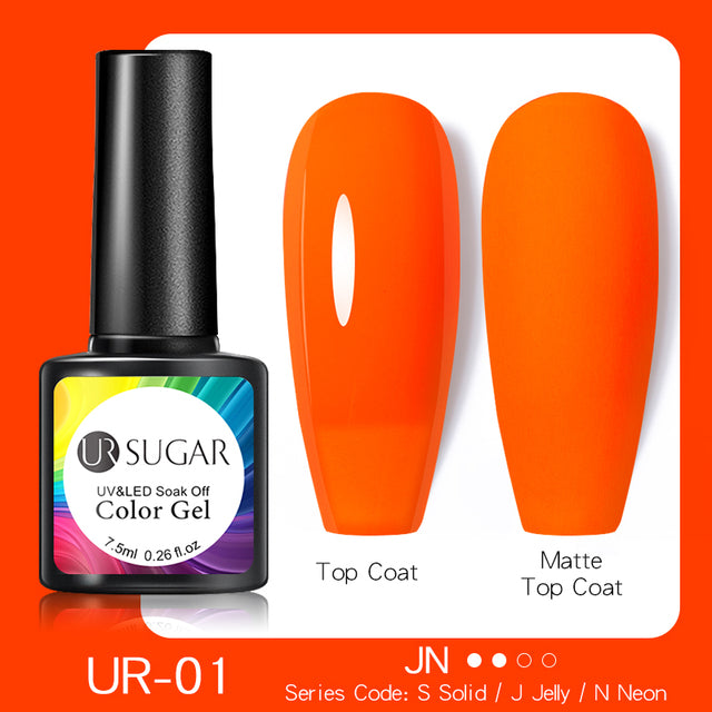 UR SUGAR 7.5ml Fluorescent Neon Glow-in-dark Gel Nail Polish Semi Perma Luminous UV Led Gel Varnish Manicure For Nails DIY