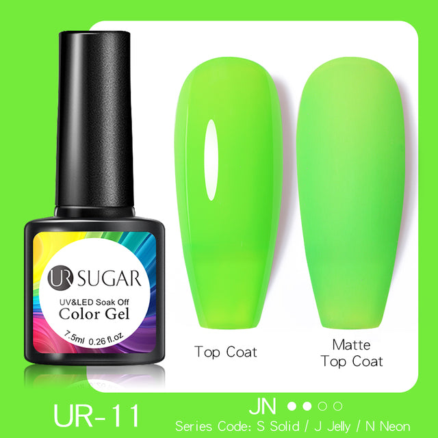 UR SUGAR 7.5ml Fluorescent Neon Glow-in-dark Gel Nail Polish Semi Perma Luminous UV Led Gel Varnish Manicure For Nails DIY