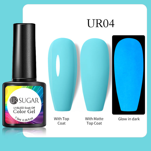 UR SUGAR 7.5ml Fluorescent Neon Glow-in-dark Gel Nail Polish Semi Perma Luminous UV Led Gel Varnish Manicure For Nails DIY