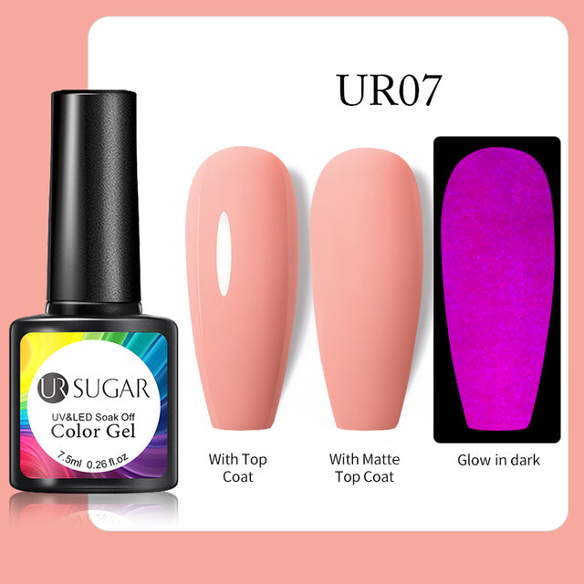 UR SUGAR 7.5ml Fluorescent Neon Glow-in-dark Gel Nail Polish Semi Perma Luminous UV Led Gel Varnish Manicure For Nails DIY