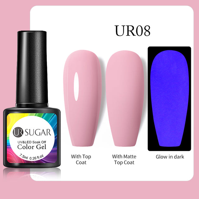 UR SUGAR 7.5ml Fluorescent Neon Glow-in-dark Gel Nail Polish Semi Perma Luminous UV Led Gel Varnish Manicure For Nails DIY