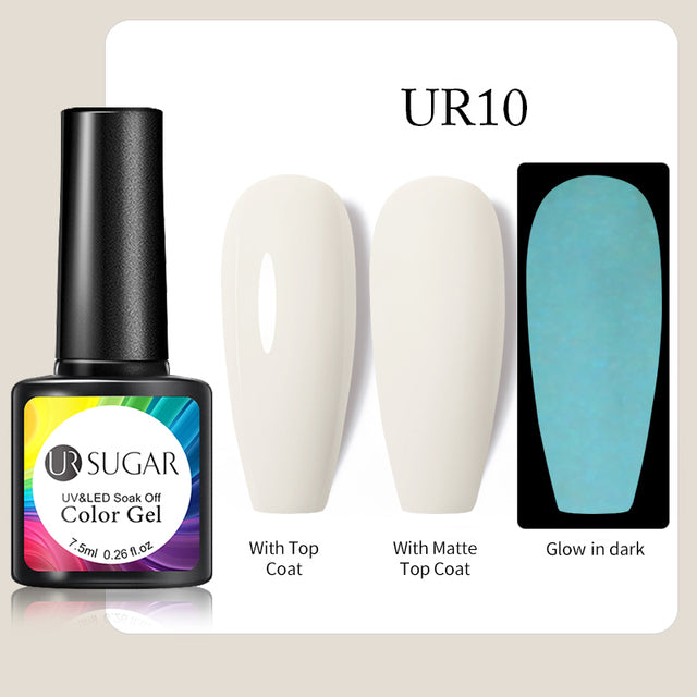UR SUGAR 7.5ml Fluorescent Neon Glow-in-dark Gel Nail Polish Semi Perma Luminous UV Led Gel Varnish Manicure For Nails DIY