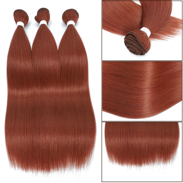 Bone Straight Hair Bundles Piano Ombre Hair Extensions Fake Fibers Super Long Synthetic Yaki Straight Hair Weaving Full to End