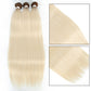 Bone Straight Hair Bundles Piano Ombre Hair Extensions Fake Fibers Super Long Synthetic Yaki Straight Hair Weaving Full to End