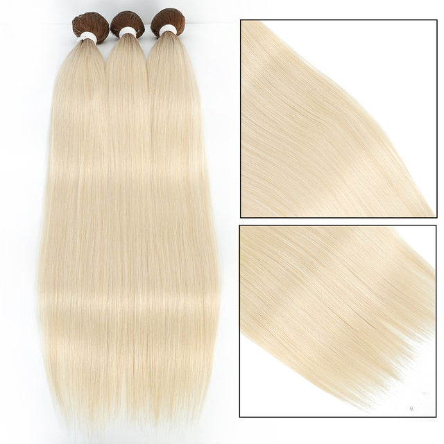 Bone Straight Hair Bundles Piano Ombre Hair Extensions Fake Fibers Super Long Synthetic Yaki Straight Hair Weaving Full to End