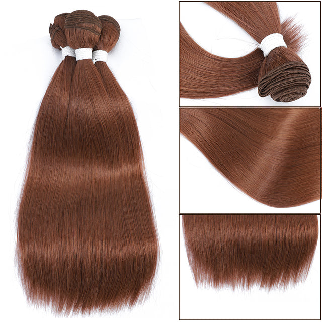 Bone Straight Hair Bundles Piano Ombre Hair Extensions Fake Fibers Super Long Synthetic Yaki Straight Hair Weaving Full to End