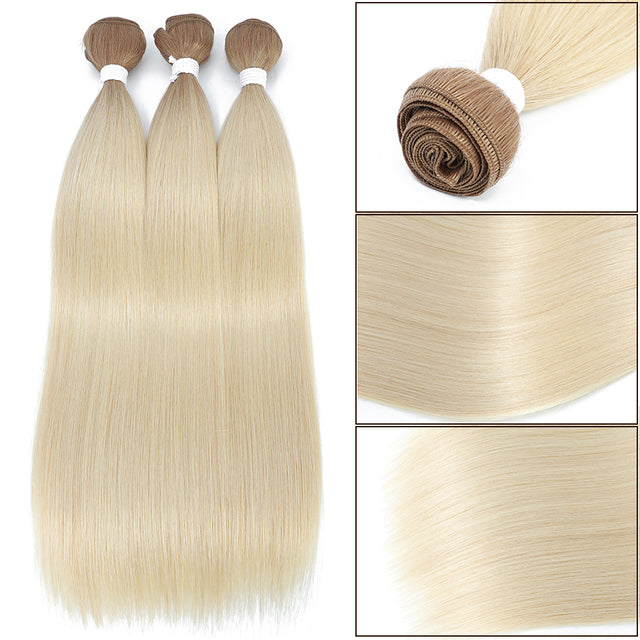 Bone Straight Hair Bundles Piano Ombre Hair Extensions Fake Fibers Super Long Synthetic Yaki Straight Hair Weaving Full to End