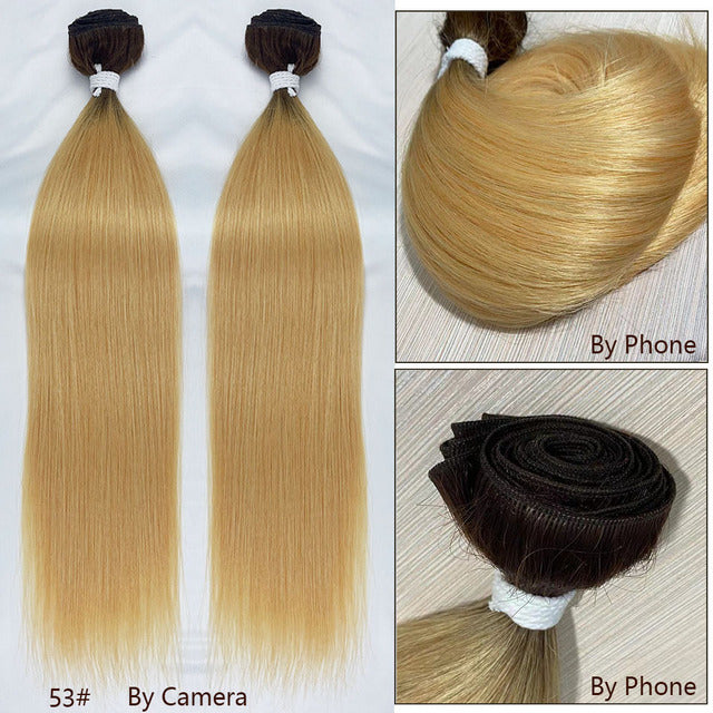 Bone Straight Hair Bundles Piano Ombre Hair Extensions Fake Fibers Super Long Synthetic Yaki Straight Hair Weaving Full to End