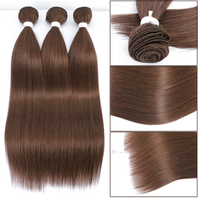 Bone Straight Hair Bundles Piano Ombre Hair Extensions Fake Fibers Super Long Synthetic Yaki Straight Hair Weaving Full to End