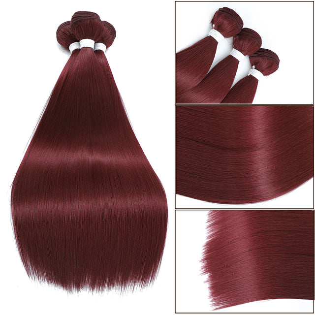 Bone Straight Hair Bundles Piano Ombre Hair Extensions Fake Fibers Super Long Synthetic Yaki Straight Hair Weaving Full to End