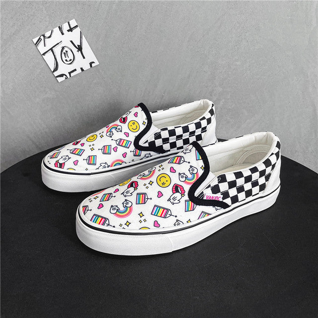 Plaid Canvas Shoes for Women or men Flat Casual Shoes  Autumn Plaid Lazy Sneaker