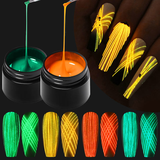 UR SUGAR Luminous Wire Drawing Gel Varnish Manicure Glow In Dark Spider Painting Gel Nails Art DIY Design