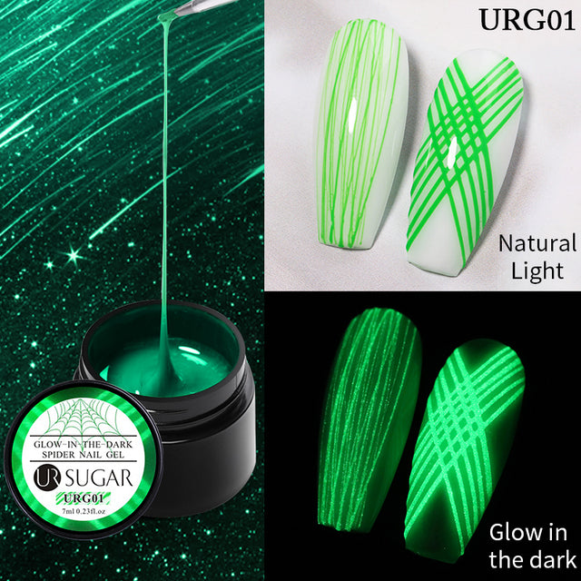 UR SUGAR Luminous Wire Drawing Gel Varnish Manicure Glow In Dark Spider Painting Gel Nails Art DIY Design