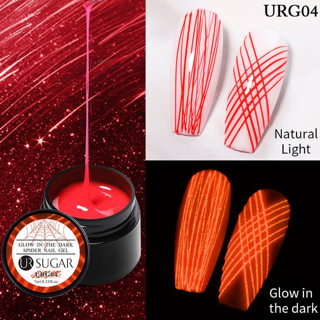 UR SUGAR Luminous Wire Drawing Gel Varnish Manicure Glow In Dark Spider Painting Gel Nails Art DIY Design