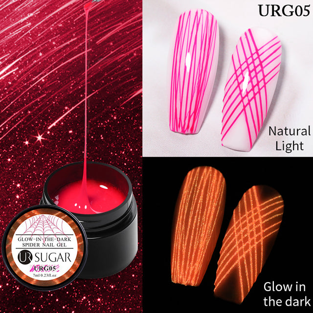 UR SUGAR Luminous Wire Drawing Gel Varnish Manicure Glow In Dark Spider Painting Gel Nails Art DIY Design