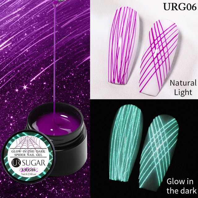 UR SUGAR Luminous Wire Drawing Gel Varnish Manicure Glow In Dark Spider Painting Gel Nails Art DIY Design