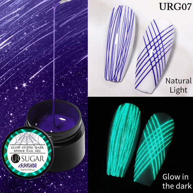 UR SUGAR Luminous Wire Drawing Gel Varnish Manicure Glow In Dark Spider Painting Gel Nails Art DIY Design