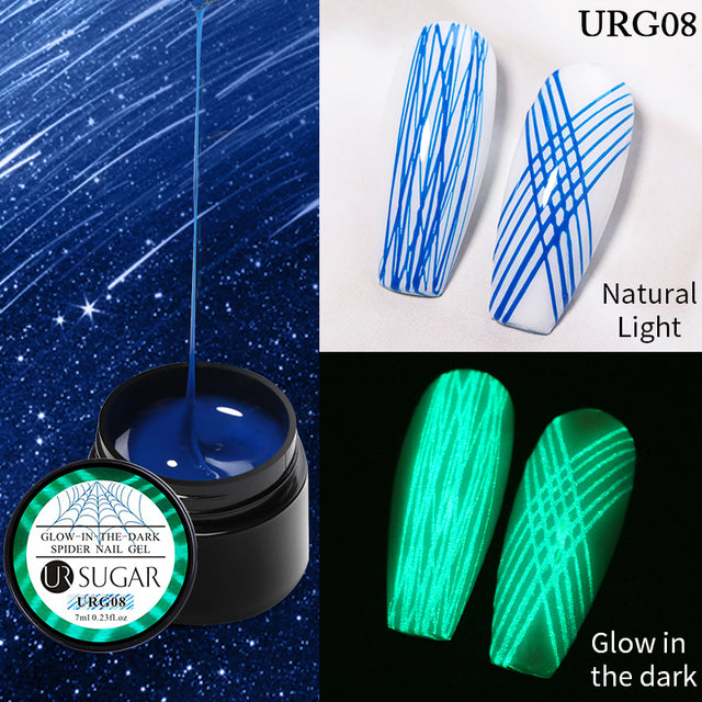 UR SUGAR Luminous Wire Drawing Gel Varnish Manicure Glow In Dark Spider Painting Gel Nails Art DIY Design