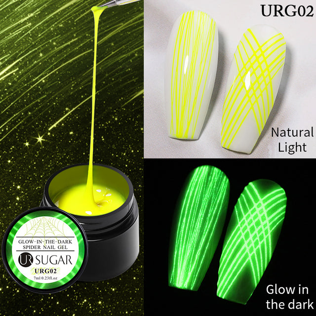 UR SUGAR Luminous Wire Drawing Gel Varnish Manicure Glow In Dark Spider Painting Gel Nails Art DIY Design