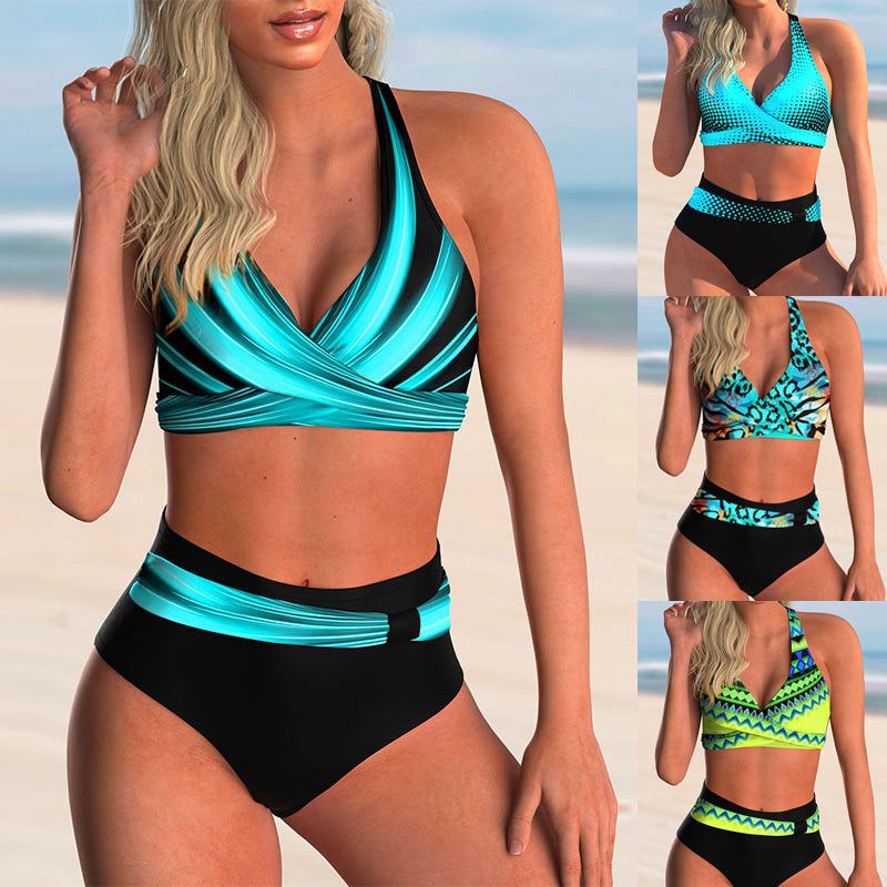 2022 New Swimsuit Sexy High Waist Printed Women Bikini Set Beachwear Push Up Bathing Suit Female Swimwear Two Piece