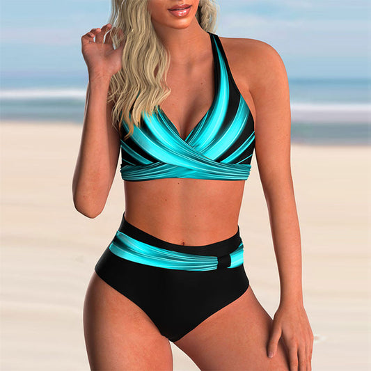 2022 New Swimsuit Sexy High Waist Printed Women Bikini Set Beachwear Push Up Bathing Suit Female Swimwear Two Piece
