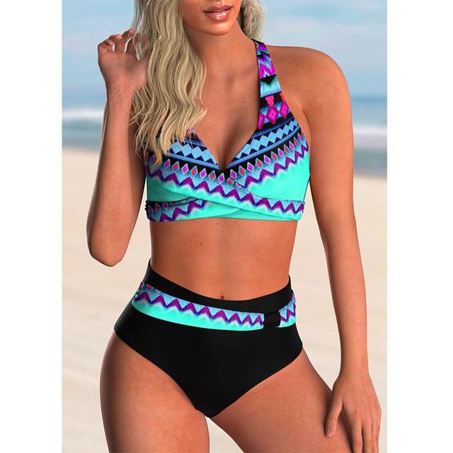 2022 New Swimsuit Sexy High Waist Printed Women Bikini Set Beachwear Push Up Bathing Suit Female Swimwear Two Piece
