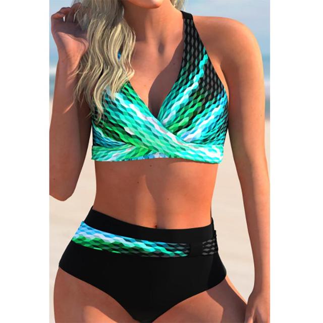 2022 New Swimsuit Sexy High Waist Printed Women Bikini Set Beachwear Push Up Bathing Suit Female Swimwear Two Piece