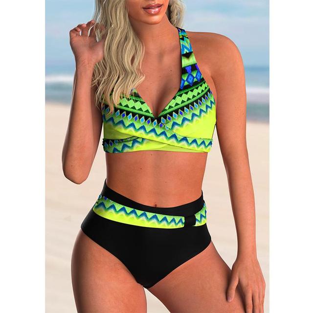 2022 New Swimsuit Sexy High Waist Printed Women Bikini Set Beachwear Push Up Bathing Suit Female Swimwear Two Piece