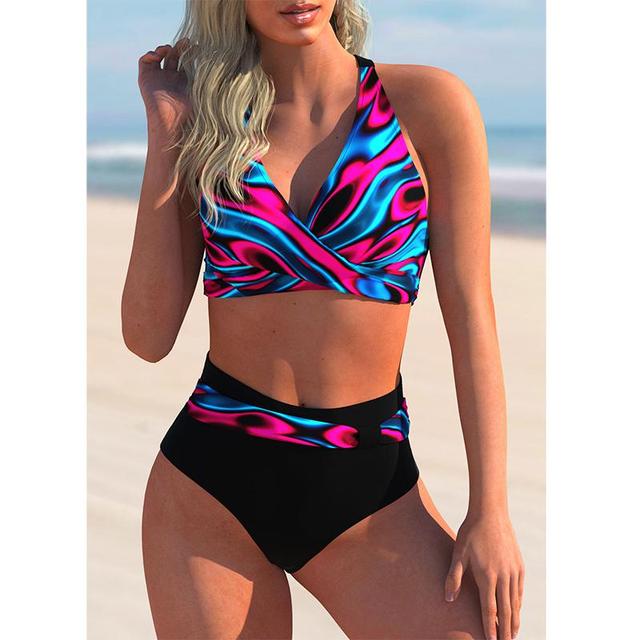 2022 New Swimsuit Sexy High Waist Printed Women Bikini Set Beachwear Push Up Bathing Suit Female Swimwear Two Piece